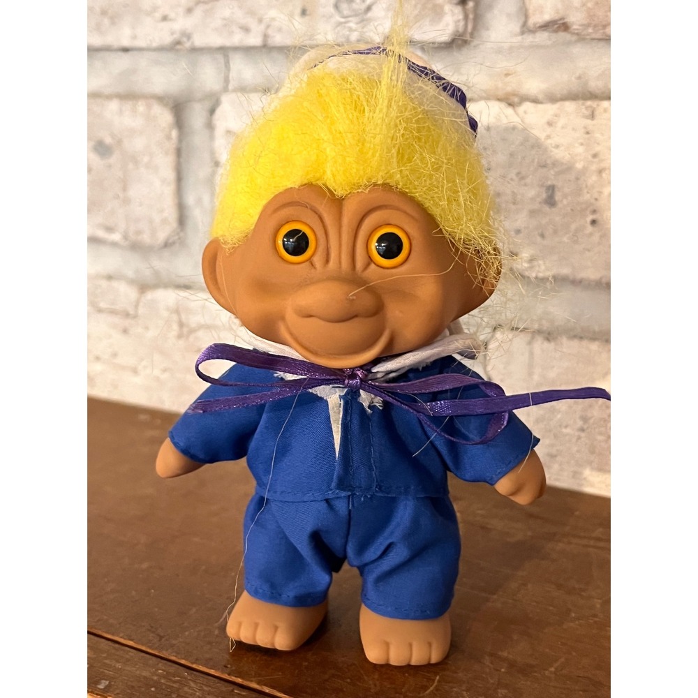 Vintage Russ‎ Sailor Troll Doll Yellow Hair 80s 90s